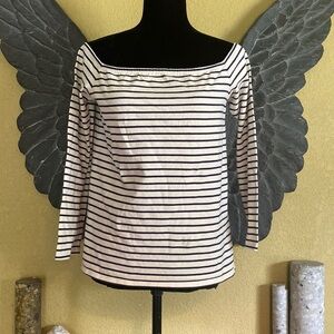 Theory Off The Shoulder Striped Long-sleeve